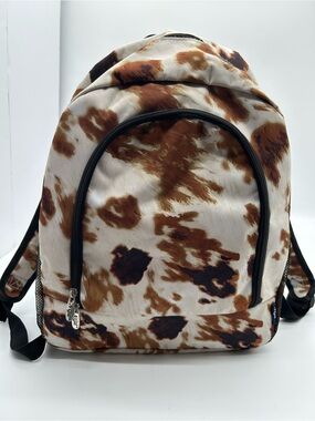 NGIL Backpack With Brown And White Cowhide Print 17x13x6